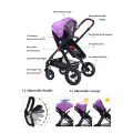 China Baby Stroller Manufacturer Reversible Seat Swivel Wheels with Suspension Removable Armrest Large Storage Basket